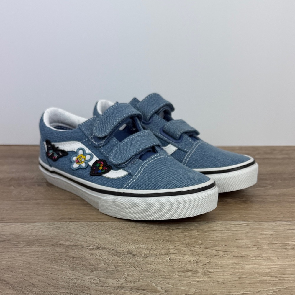 Vans Kids Blue Denim Sneakers with Patches